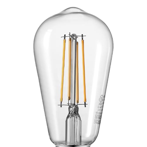 8W (60W Equivalent) Daylight White (5000K) ST19 Dimmable LED Light Bulb 4-Pack, Clear Glass, Standard E26 Base, 800 Lumens, 15,000 Hours, Antique Decorative Filament LED Bulb by Globe Electric - Image 2