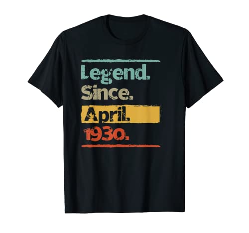 Vintage Retro Legend Desde Abril 1930 Regalo de cumpleaños 90 Camiseta
