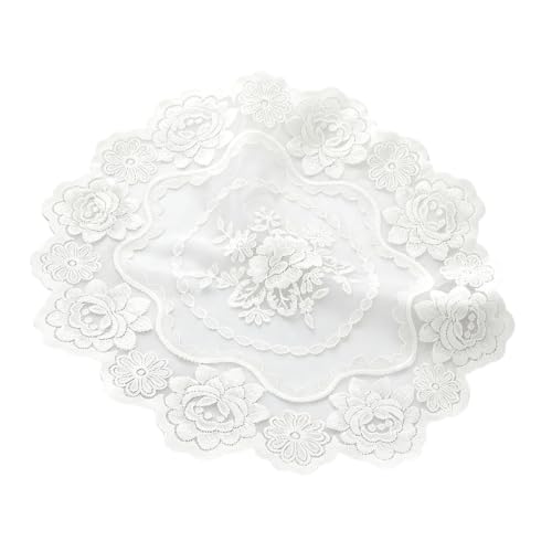 BELOWSYALER Napperon rond brodé festonné fleur E