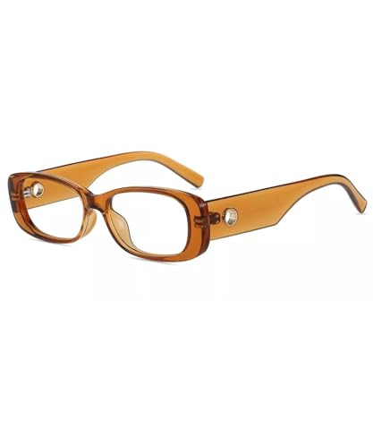 Firmoo Retro Rectangle Blue Light Glasses for Women, Unisex 90s Small Frame Men Computer Reading Glasses,Brown