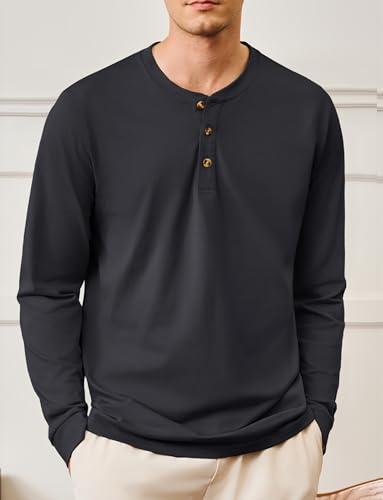 MAGNIVIT Men's Long Sleeve Henley Shirts Cotton 3-Button Spring Casual T-Shirts Solid Color Soft Basic Tops 20254