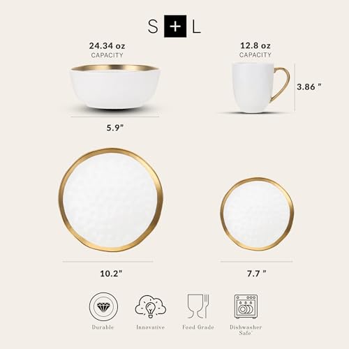 Stone Lain Florian Modern Porcelain Dish Set, 32-Piece Dishes for 8, White