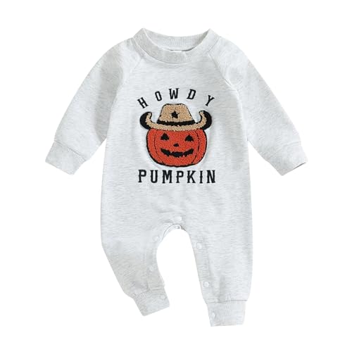 Image of Ynibbim Baby Halloween Clothes Fall Romper Hey Pumpkin Embroidery Playsuits Newborn Boy Girl Jumpsuit Infant One Piece Outfit