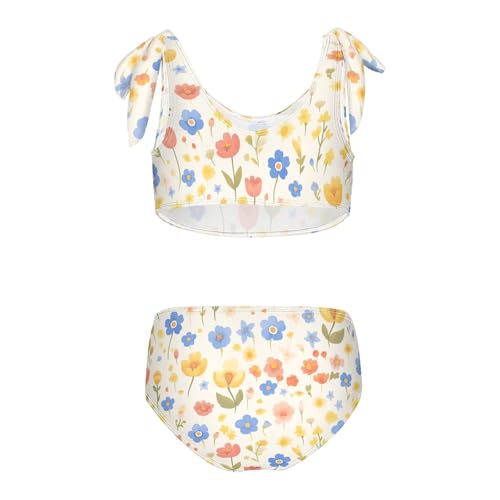 KLL Seamless Wild Flowers Farmhouse Girls' Two Piece Bikini Set Quick-Dry Swimsuit Swimming Suits Adjustable Strap2