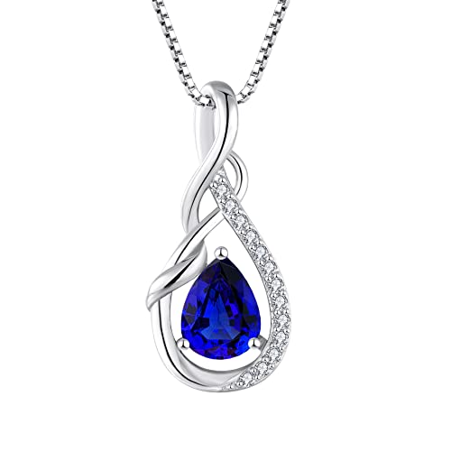 STARCHENIE Infinity Teardrop Pendant Necklace for Women 925 Sterling Silver Birthstone Jewelry