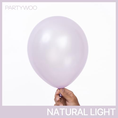 Image of PartyWoo Pearl Lavender Balloons 140pcs Different Sizes Pack of 18 12 10 5 Inch Pearl Light Pastel Purple Lilac Balloon Arch Kit for Bachelorette Fairy Girl Birthday Party Decorations Purple-Z32