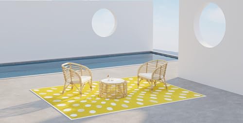 Tapete Exterior Reversible Mad Mats Puntos Amarillo-Blanco 4x6 ft miniatura 4