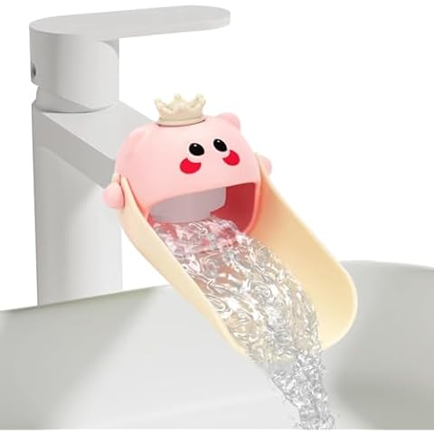 FUNUPUP Faucet Extender for Toddlers, Sink Fauce Extender for Toddlers Cute Silicone Kids Faucet Extender for Bathroom Sink, Pink Cover