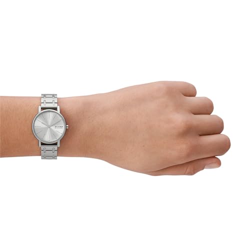 Skagen Signatur Uhr für Damen, Quarzwerk mit Edelstahl- oder Lederarmband, Silberton, 30MM – Ansicht 2