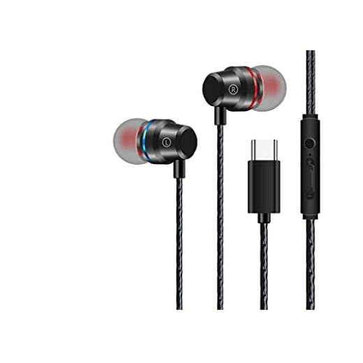 Auriculares Tipo-C USB Tipo C Auriculares Control con Cable con micrófono Auriculares estéreo
