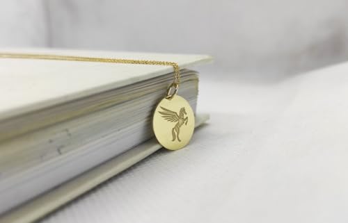 Pendentif Pégase breloque cheval jaune ailé collier argent 925 45cm