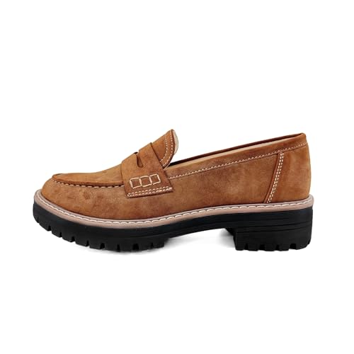 Bandkos Womens Platform Penny Loafer Slip On-Suede Chunky Dress Loafers Casual Business Oxford for Work - Image 6