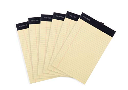 Image of Mintra Office Canary Legal Pads - With Micro-perforated sheets, Smooth-lined paper, Ideal for Office Tasks, Assignments or Notes, Meetings, and Journaling, 6 pack Narrow Ruled, Basic Pad, 5 inchx8 inch