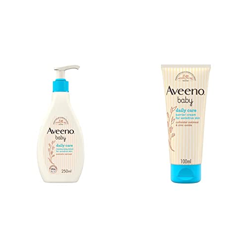 Image of AVEENO Baby Daily Care Moisturising Lotion 250 ml (Pack of 1) & Daily Care Barrier Cream 100ml, Baby Nappy Cream, Suitable for Newborn Baby Sensitive Skin