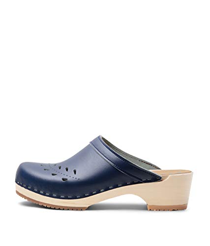 Women's Wooden Clogs from Sweden, US 10-10.5 - BLOMMA [EU 41, Blueberry]