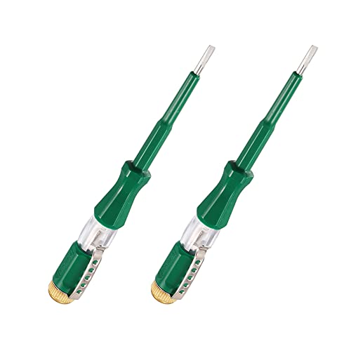Image of YOKIVE 2 Pcs Voltage Circuit Tester, 3mm Slotted Screwdriver, Great for Office, Art, Home, Daily Use (AC 100-500V, Green)