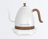 Brewista Artisan Pearl Weiß und weißer Sockel | Wasserkocher | Schwanenhalsauslauf | Temperaturregelung | Slow Coffee Barista | 1,0 L