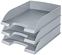 Leitz Briefkorb Standard A4, Briefablage in Premium-Qualität, Stapelbares Ablagefach als Schreibtisch-Organizer, Kombinierbar mit Plus-Serie, Silber, 52270084 – Ansicht 2