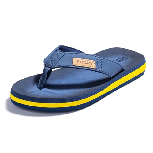 FITORY Men's Flip-Flops, Thongs Sandals Comfort Slippers for Beach | Slip On, Arch Support & Non-slip Rubber Sole, Cushioned & Durable, Summer Pool Walking, Indoor Outdoor