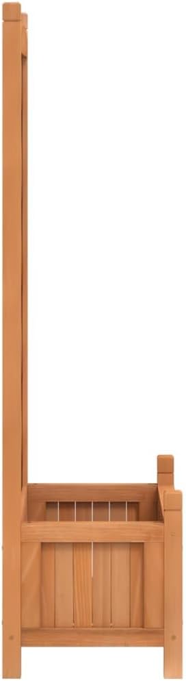 vidaXL Solid Fir Wood Planter with Trellis - Brown Flower Box/Raised Garden Bed for Outdoor Patio, Garden, Terrace, 365485
