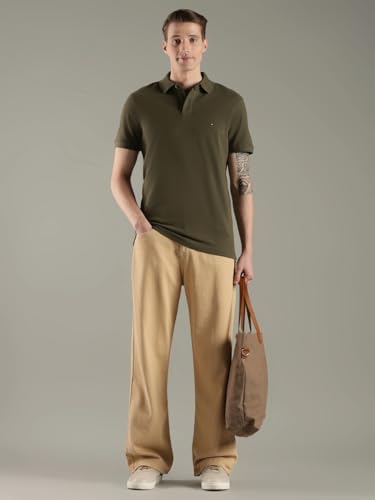 Image of Tommy Hilfiger Solid Regular fit Cotton Polo t-Shirt