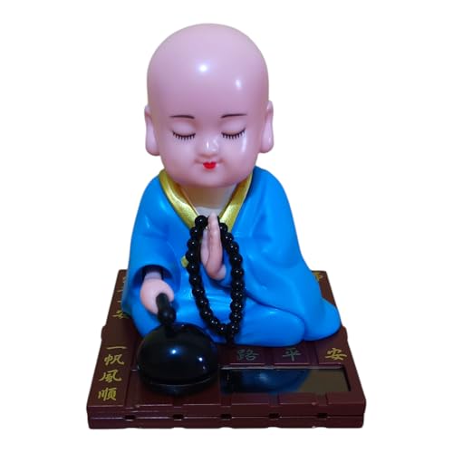 Image of WinsomeCollection Solar Powered Moving Head and Hand Monk Buddha Baby Laughing Buddha Statue Idol Sculpture Home Decor Showpiece Room Decoration Gift Item Table Showpiece TV Unit