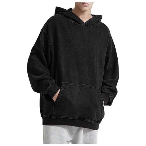 Oversized Hoodies for Mens Vintage Acid Wash Pullover Casual Hooded Sweatshirt with Kangaroo Pockets