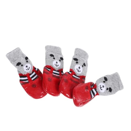 Genérico 4 Piezas Calzado para Mascotas Envoltura Veterinaria para Perros Patas Botines Equipo para Mascotas Calcetines para Perros Pequeños Suministro De Perro Protección Algodón Rojo