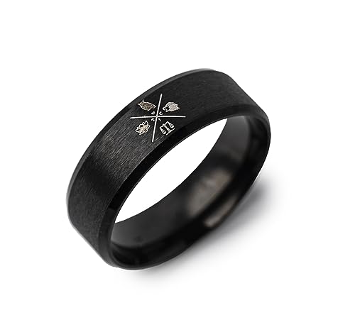 STOIC STORE UK - Cardinal Virtues Ring, Stoic Ring Four Virtues For The Practising Stoic, Wisdom, Courage, Justice and Temperance - Stoic Virtues Religion Reminder Virtue Ring (US 7)