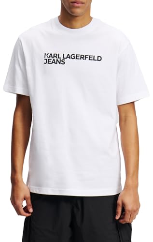 Karl Lagerfeld Jeans, Herren, Regular Kurzarm Essential Logo T-Shirt, Normale Passform, Weiss, M