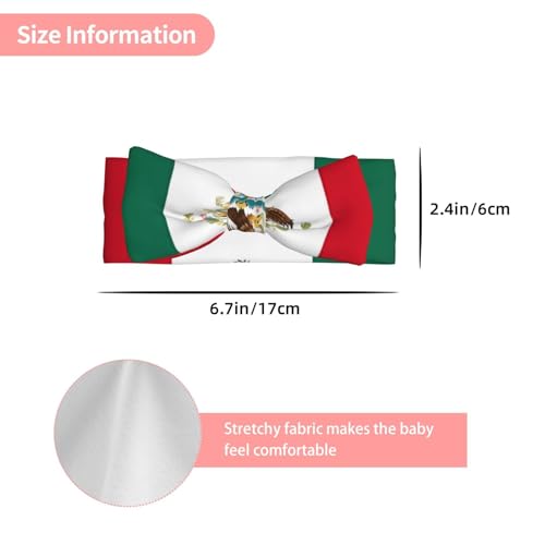Flag of Mexico Pattern Baby Bow Headband - Delicate Hair Accessories for Newborns, Infants, Toddlers - Skin-friendly Hairband3