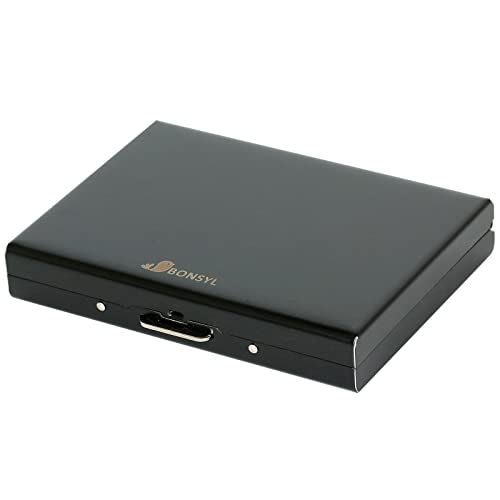 BONSYL® Porte-cartes de crédit en métal pour homme et femme, étui intelligent RFID en acier inoxydable, portefeuille minimaliste et fin, 8 cartes/noir Cover