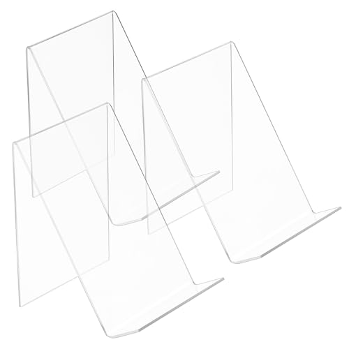 UTHCLO 3 Piezas Soporte Acrílico para Folletos y Libros Exhibidor Transparente Resistente y para Organizar Revistas Catálogos y Fotos Oficina o Sala