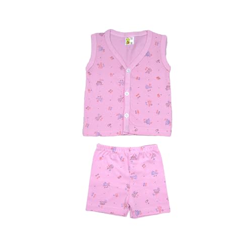 Image of New Born Baby Unisex Breathable Cotton Sleeveless Button Jhabla Dress | Boy & Girl Baby Clothe Size From 3 Months | Jabala Set for New Born | Pack Of 5 Combo