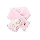 ZIOYA Cute Bear Plush Bib for Adult and Child,Parent-Child Scarf Furry Shawl,Winter-Ready All-Occasion Cross Scarf for Women (C,12-80cm)