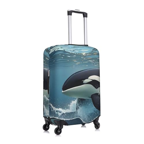 Orca Killer Whale Travel Luggage Cover Suitcase Protector Washable Elastic Suitcase Cover Anti-Scratch Luggage Protector Travel Suitcase Baggage Cover Fits 18-32 Inch Suitcase Large3
