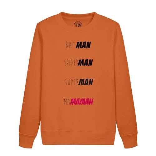 Sweatshirt enfant super héros ma maman humour super mere pull original col rond vêtement coton