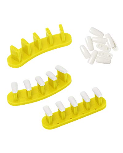 TAKIYA 3pcs Acrylic Nail Stand Art Tip Holder Display Set Practice Tool Polish DIY Training False Plastic Tips (2+1+10, Yellow)