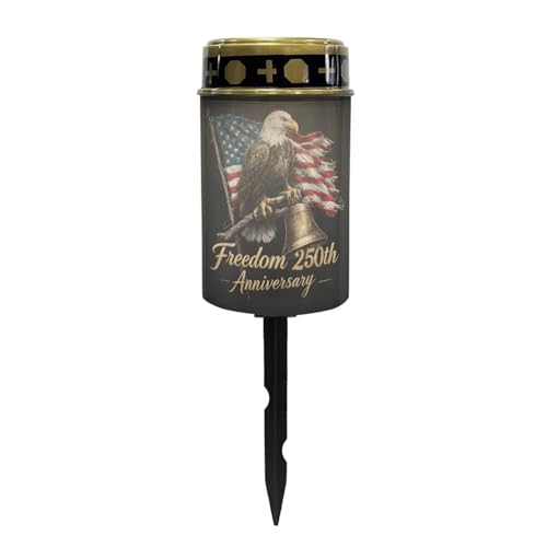 Image of 250th Anniversary Solar Grave Light - American Flag Eagle Design, Flameless Candle for Cemetery, Honoring Veterans & Loved Ones, Patriotic Remembrance Tribute