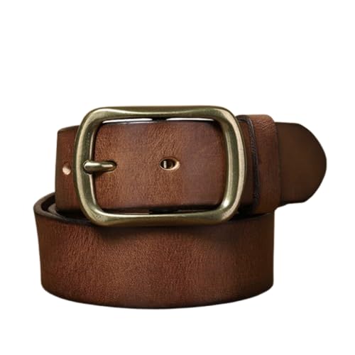 Ceinture vintage en cuir vieilli pour homme avec boucle cuivre véritable