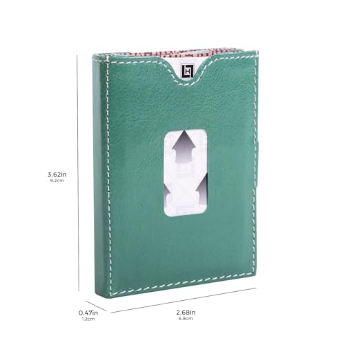 Image of LLH Leather Trifold Wallet - RFID Blocking with Stainless Steel Locking Clip Wallet, Minimalist Front Pocket RFID Blocking Credit Card Holder (Turquoise)