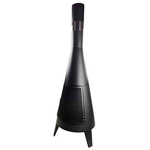Chiminea Fireplace Outdoor Wood Burning Fire Pit Terrace Stove Garden Decoration with Charcoal Grate and Poker Black