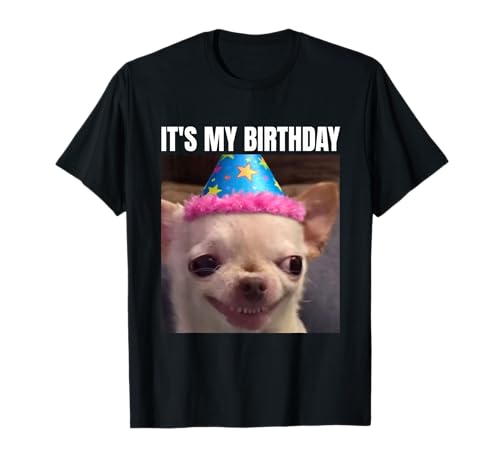 It's My Birthday Smiling Chihuahua Meme Funny Gifts for Men T-Shirt