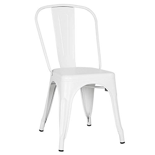 Modern Mid-Century Dining Kitchen Metal Side Arm Chair Copper Bronze Rustic Distressed Dining Bistro Cafe Stackable Side Chair,Set of 4 (4White)