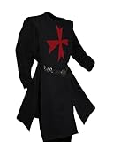 Gafeng Men's Renaissance Costume Knights Templar Crusader Tunic Medieval LARP Halloween Adult Two Piece Outfits
