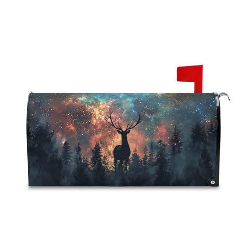 ALAZA Deer Elk on The Night Forest Mailbox Covers Magnetic Garden Yard Post Wraps Letter Box Cover Decorations 18 x 20.7 Inches(Standard Size)