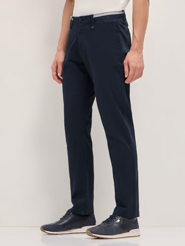 Image of Men's Grey Cotton Straight Fit Casual Trouser