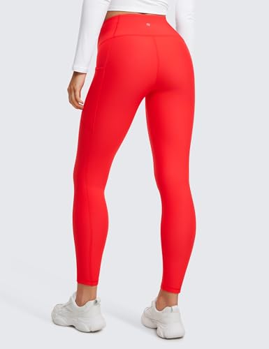 Image of CRZ YOGA Fleece Lined Leggings Pockets 25'' - Thermal High Waisted Casual Lounge Workout Womens Yoga Pants Winter Warm