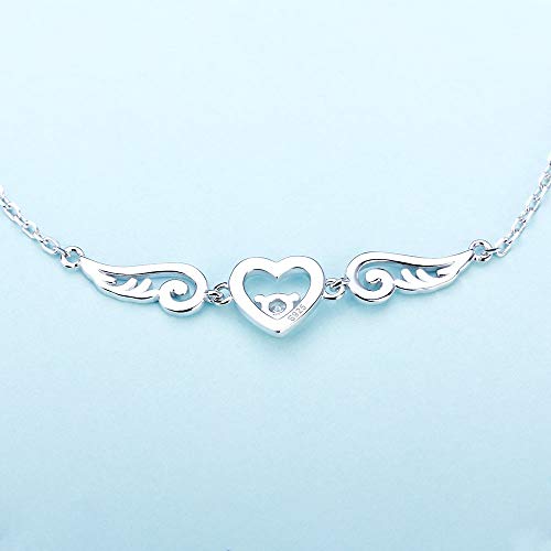 925 Sterling Silver Guardian Angel Wings Bracelets for Women, CZ Design Heart Adjustable Chain Bracelets for Jewelry4
