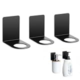 Adhesive Soap Bottle Dispenser Holder Wall Mount for Shower No Drilling Shampoo Conditioner Dispenser Hanger Shower Bottle Holder Set of 3 Soap Dispenser Holder Matte Black Rack Hook-Dia 2.7cm